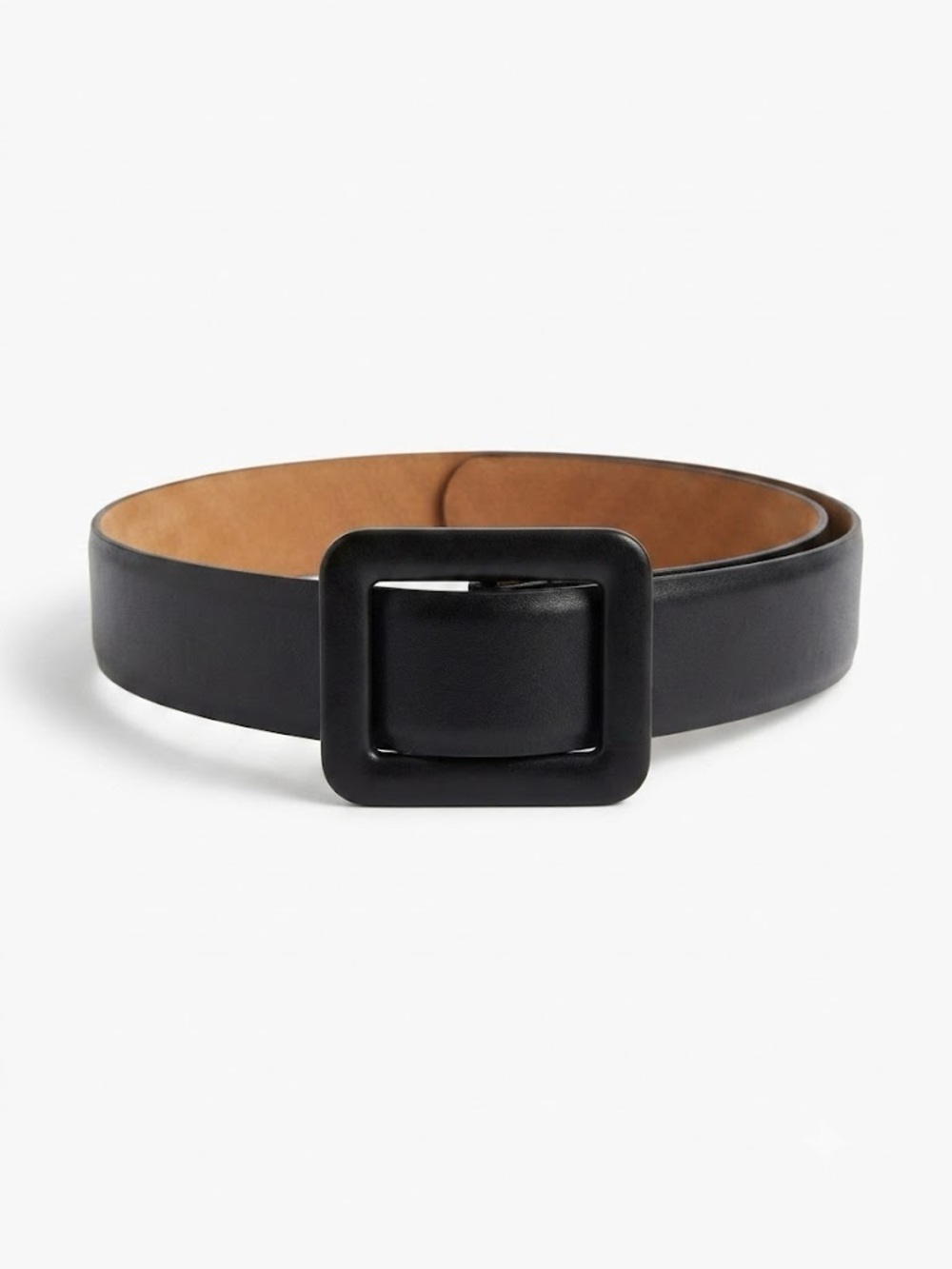 Brooksfield Black Leather Belt Square Buckle made in Italy waistbelt small